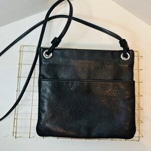 Margot Black Kari Square Mini Crossbody Bag Pebbled Leather Shoulder Bag Purse
